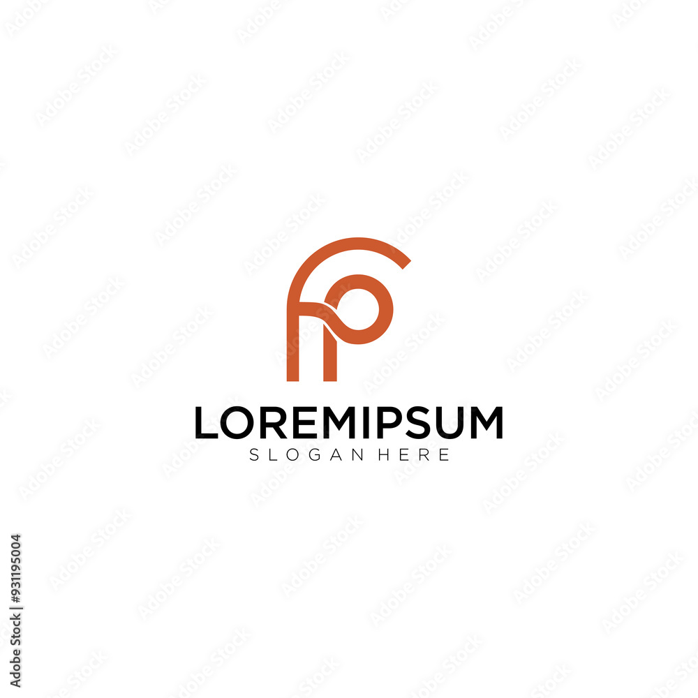 Fototapeta premium letter fp line art logo design