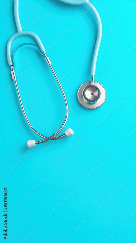 Close-up of a stethoscope on a vibrant teal background, symbolizing healthcare and medical professionalism. Close-up of a stethoscope on a vibrant teal background, symbolizing healthcare and medical professionalism.