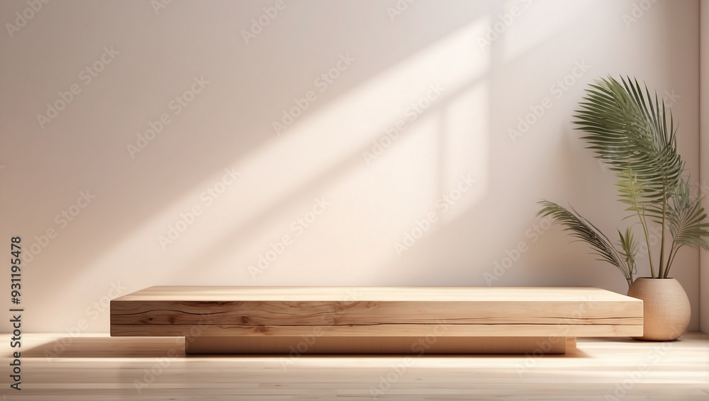 Empty minimal natural wooden table counter podium beautiful design Empty minimal natural wooden table counter podium beautiful design