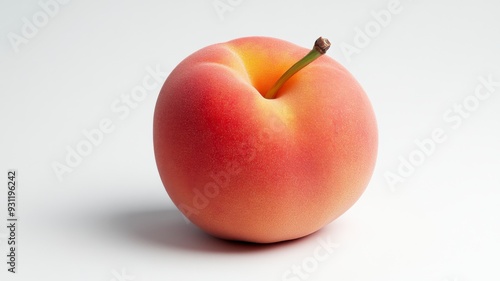 A fresh and vibrant peach showcasing its smooth skin and natural colors on a clean background. photo