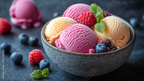 ice cream with berries