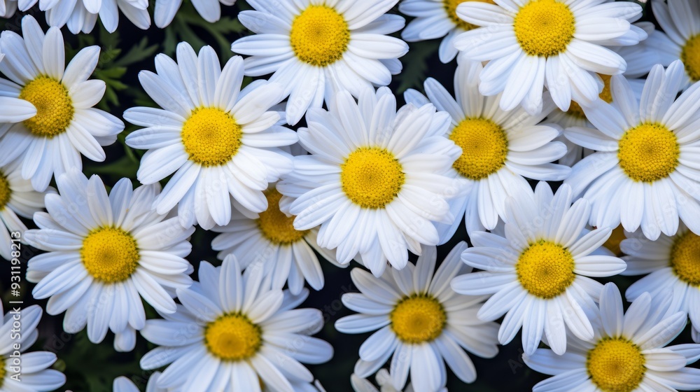 Many daisies closeup, side lighting to show the delicate texture of flowers. Neural network ai generated art Many daisies closeup, side lighting to show the delicate texture of flowers. Neural network ai generated art