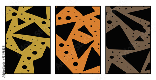 Set of 3 Abstract pattern. Illustration for printing on wall decorations. For use in graphics.