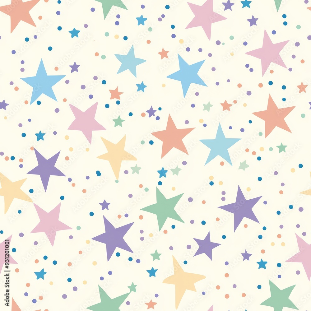 Seamless pattern of tiny stars and scattered dots in soft pastel colors Seamless pattern of tiny stars and scattered dots in soft pastel colors