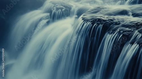 Abstract Waterfall with Long Exposure and Smooth Water Flow