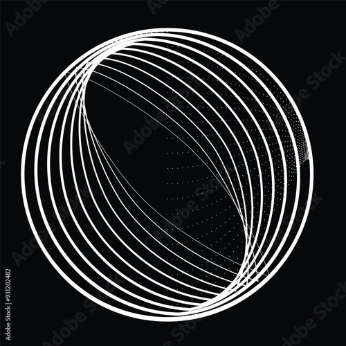 Abstract oval Lines Background with geometric circles . Vector rotating ellipse Line Design . Poster template . Concentric circles logo .Minimal art 