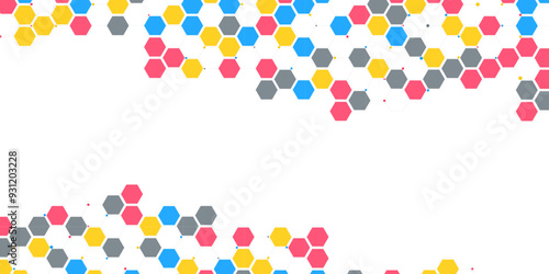 Seamless pattern of the hexagonal image. Geometric hipster hexagon frame background. Vector Illustration.