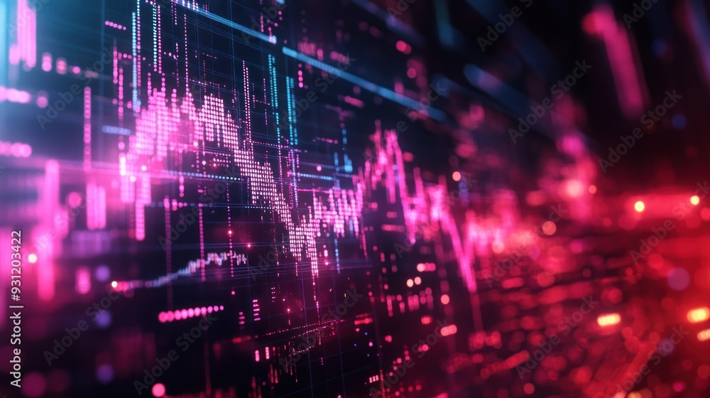 Obraz premium Abstract Digital Data Visualization with Pink and Blue Lights