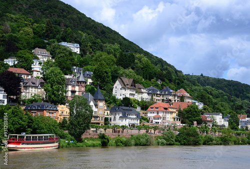 Panorama at the River Neckar in the Town Heidelberg, Baden - Wuerttemberg