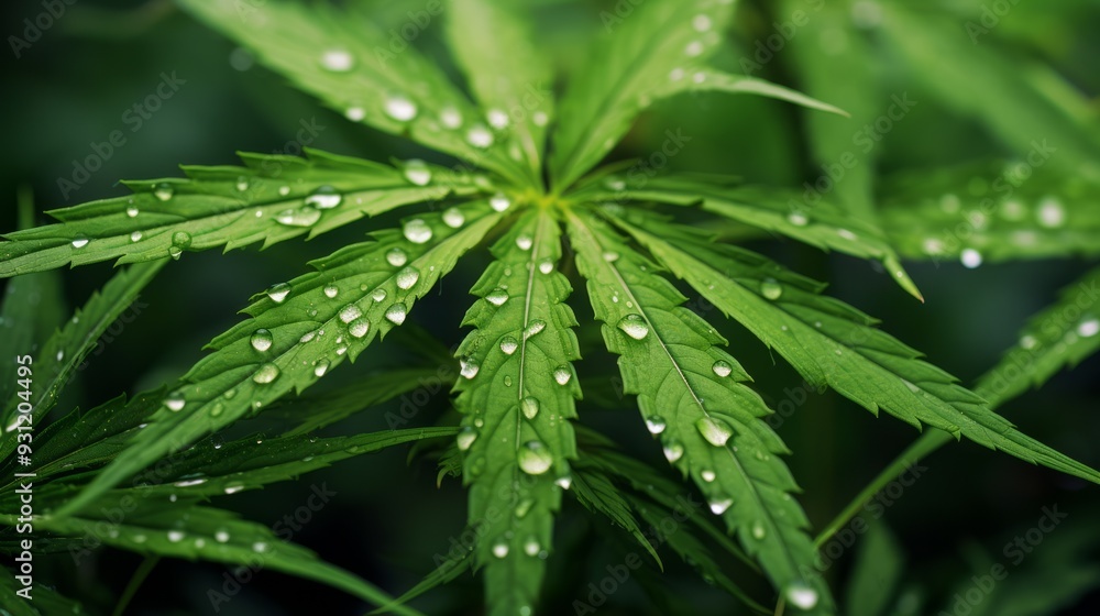 Close up young hemp leaves. Cannabis is a standoff between a drug and a medicine. Neural network ai generated art Close up young hemp leaves. Cannabis is a standoff between a drug and a medicine. Neural network ai generated art