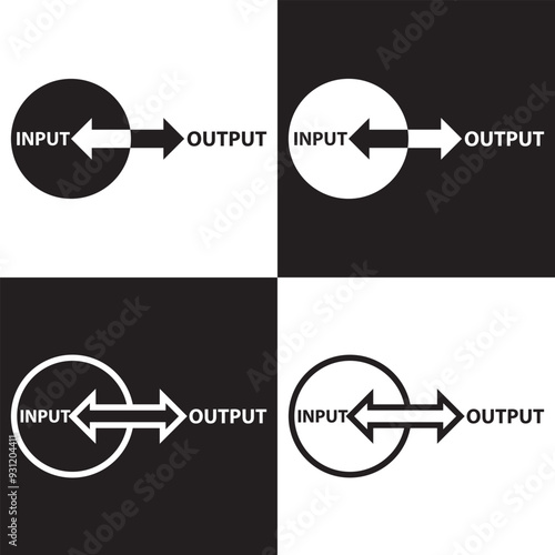 input output icon isolated on white and black  background. Vector illustration . EPS 10