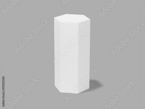 Blank Hexagon Box Isolated 3D Rendering photo