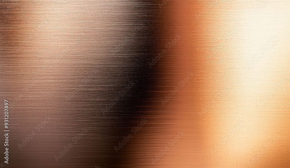 Copper brushed metal texture with a gradient from dark to light. Copper brushed metal texture with a gradient from dark to light.