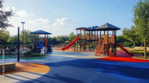 Wallpaper Mural Colorful Playground with Slides and Climbing Structures Torontodigital.ca