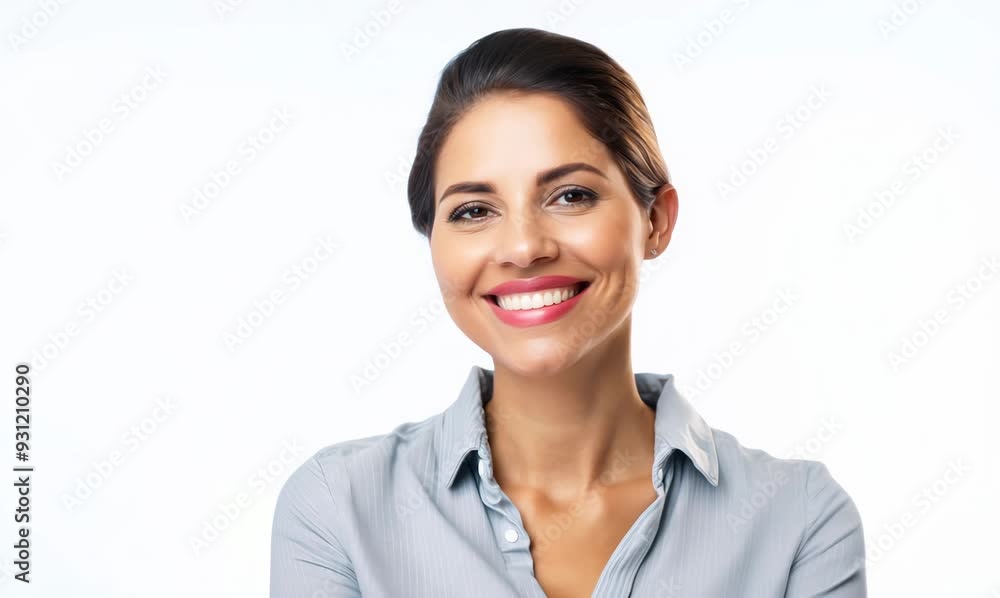 Portrait of happy smiling young business woman, isolated over white background Portrait of happy smiling young business woman, isolated over white background
