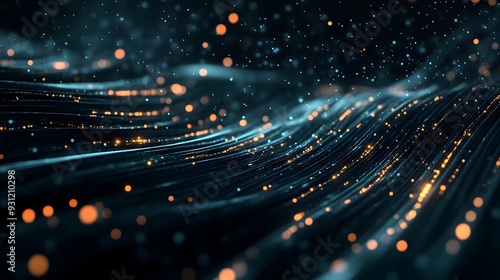 3D abstract visualization of data flows in a digital space