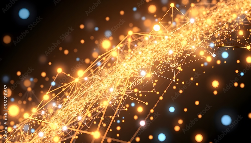 Fototapeta premium Glowing orange and yellow lights with a blurred background, creating a warm and festive atmosphere