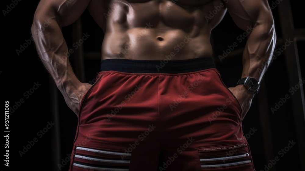 Closeup photo of an athletic guy with perfect abs. Neural network ai generated art Closeup photo of an athletic guy with perfect abs. Neural network ai generated art