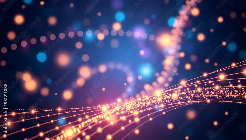 Glowing orange and yellow lights with a blurred background, creating a warm and festive atmosphere Glowing orange and yellow lights with a blurred background, creating a warm and festive atmosphere