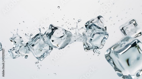 Ice Cubes Splashing in Water