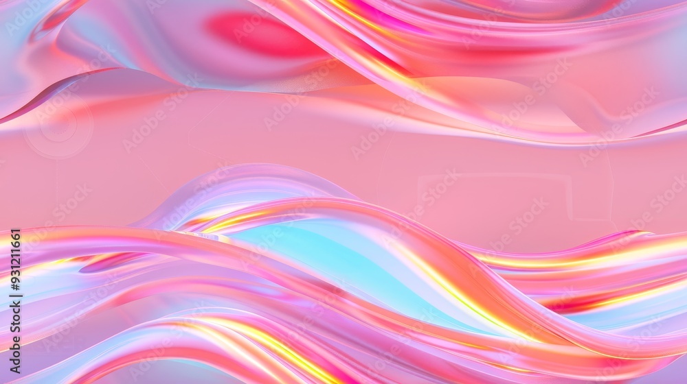 Fototapeta premium Vibrant 3D ribbons with smooth curves and dynamic motion, abstract background in elegant digital art style