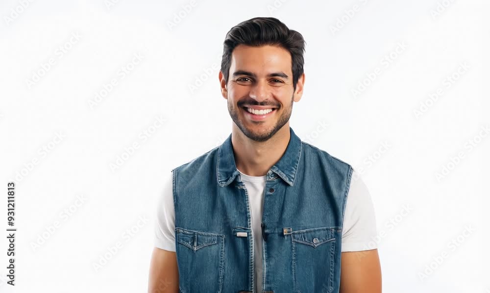 Portrait of a handsome young man smiling at camera on white background Portrait of a handsome young man smiling at camera on white background