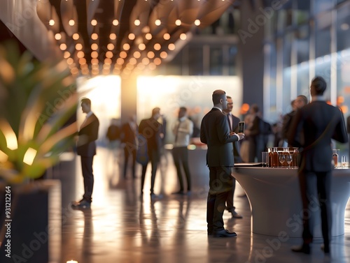 Lively Networking Function in Sleek Minimalist Business Venue with Professionals Making Connections