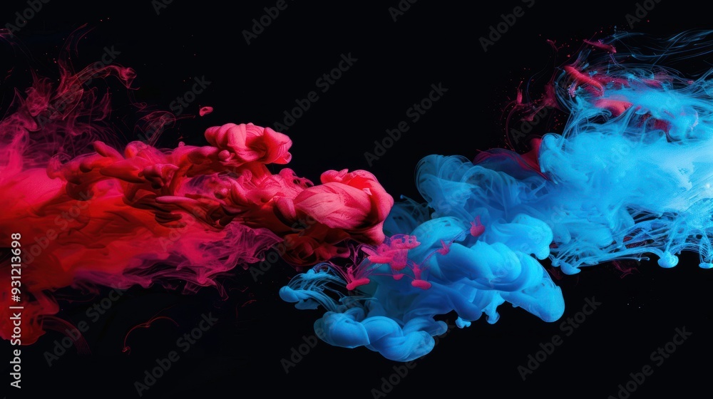 Abstract Red and Blue Ink Swirls Abstract Red and Blue Ink Swirls