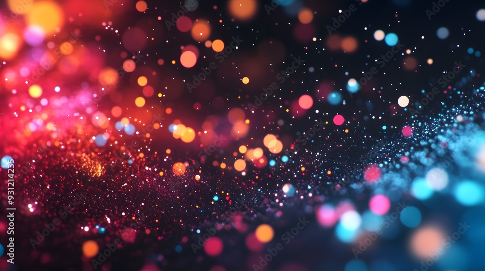 Multi-colored data particles creating an abstract pattern in a dark space Multi-colored data particles creating an abstract pattern in a dark space