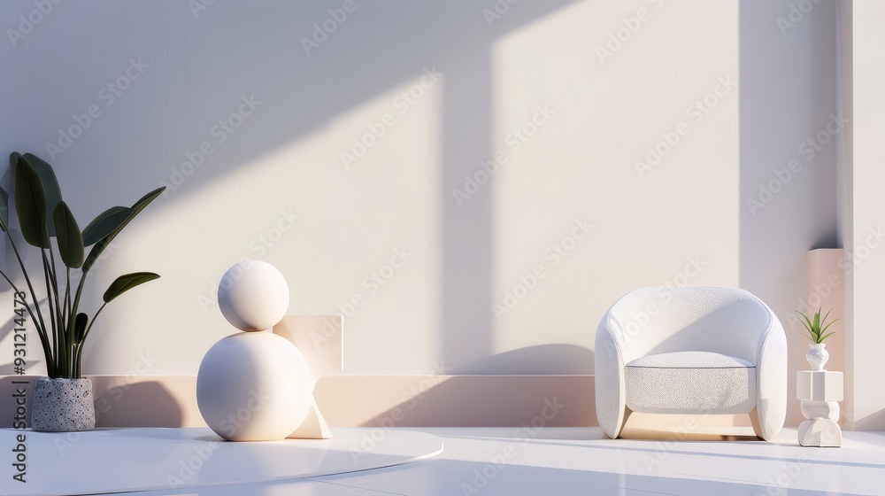 Modern 3D room with sleek furniture, minimalist decor, clean lines, neutral colors, abstract background, contemporary interior Modern 3D room with sleek furniture, minimalist decor, clean lines, neutral colors, abstract background, contemporary interior
