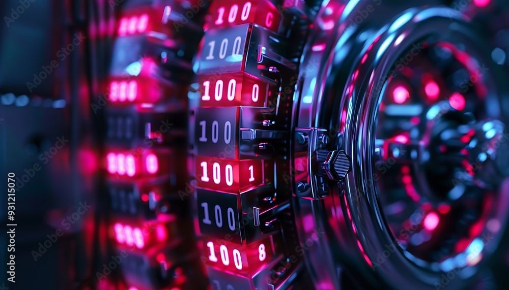 Futuristic Vault with Glowing Digital Display Futuristic Vault with Glowing Digital Display