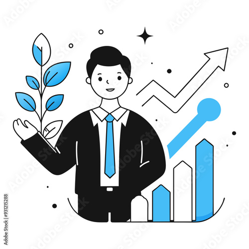 increase business illustration of a man photo