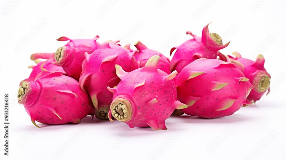 Dragon fruit, Pitaya or Pitahaya with leaf isolated on white background. Neural network ai generated art Dragon fruit, Pitaya or Pitahaya with leaf isolated on white background. Neural network ai generated art