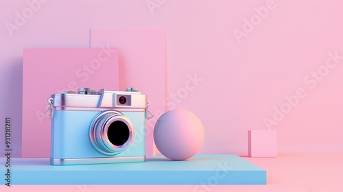 Pastel-colored isolated 3D camera view