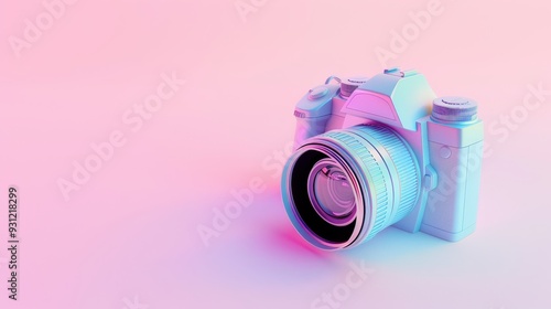 Isolated 3D camera with pastel colors on background