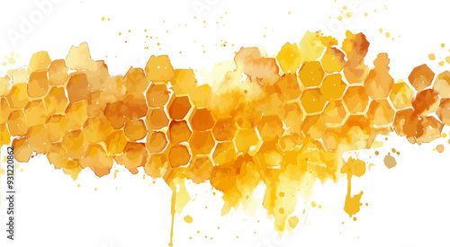 Honey Comb Watercolor Background Vector Illustration.