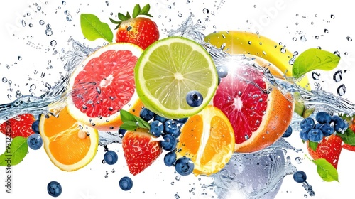 Water Splashing with Juicy Fruits