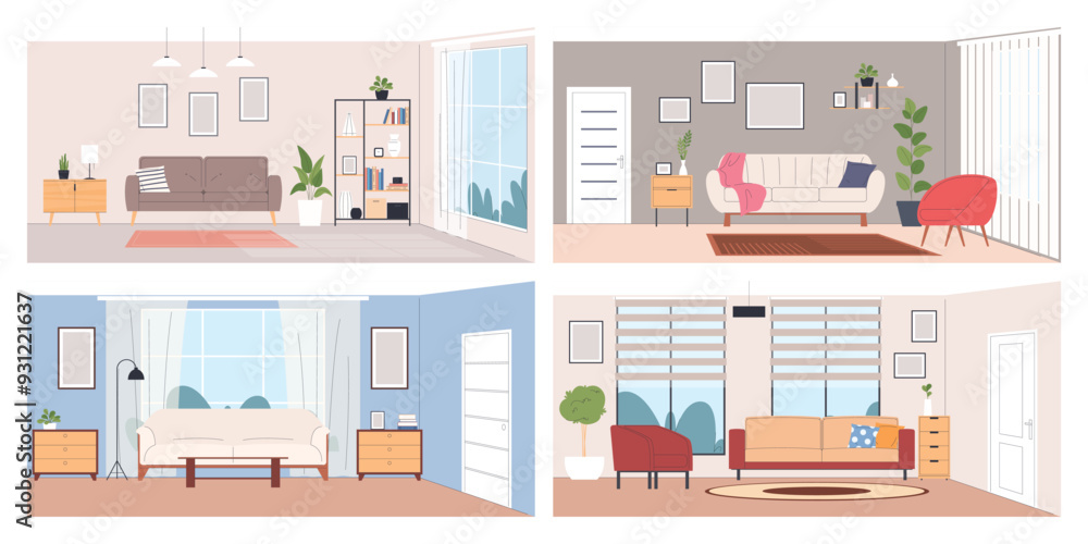 Room interior. Comfortable, beautiful furniture. A beautiful living space for leisure. Vector illustration Room interior. Comfortable, beautiful furniture. A beautiful living space for leisure. Vector illustration