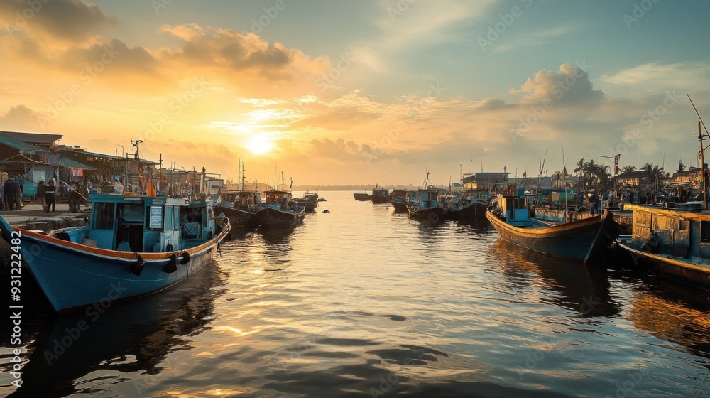 Fishing Boats at Sunset Fishing Boats at Sunset