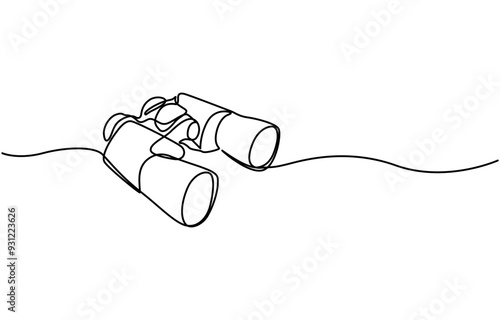 Continuous single one line of binoculars. Vector illustration, binocular continuous single line drawing. Vector illustration, Binoculars Line Icon. Editable Stroke, The binoculars are drawn
