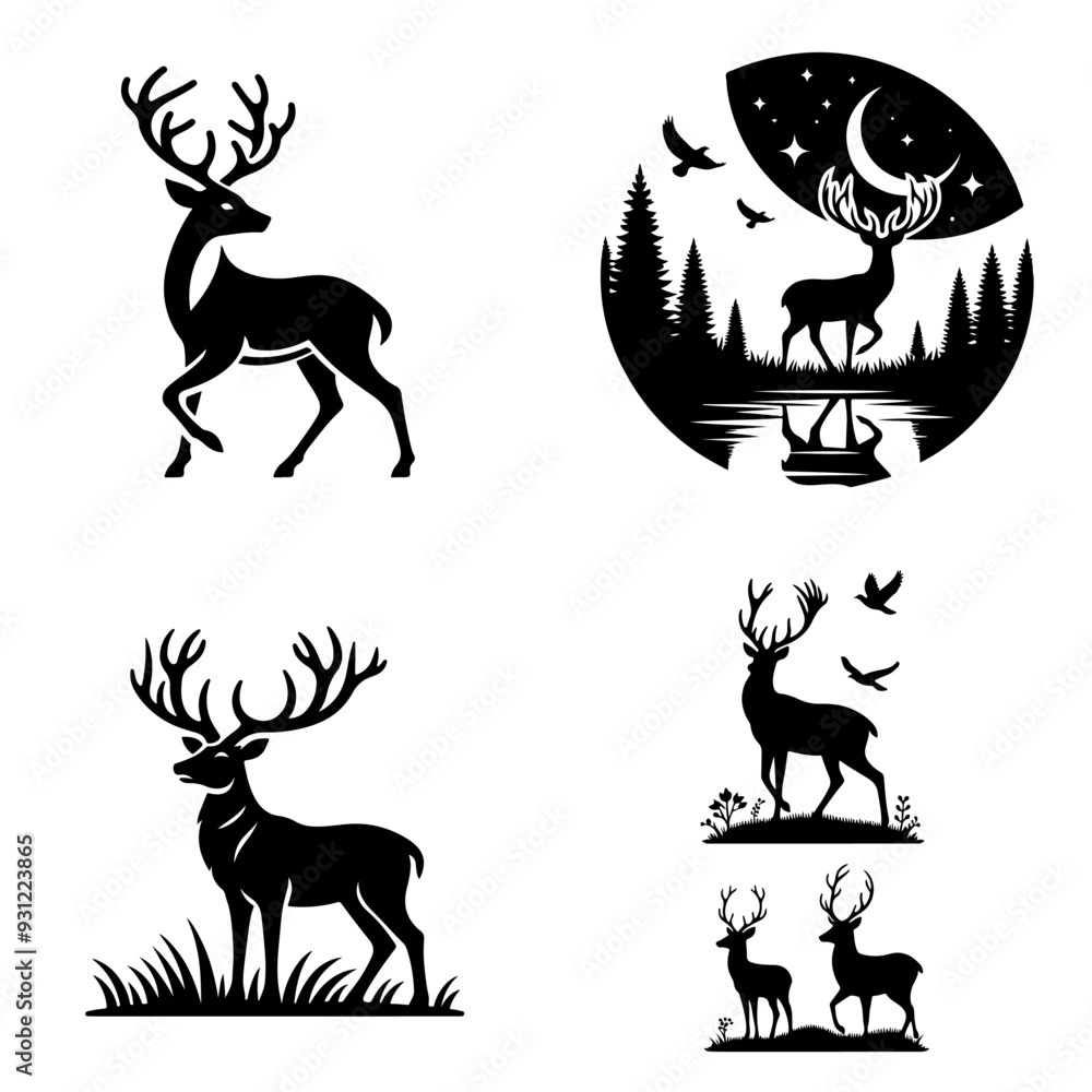 Obraz premium Deer icon silhouette