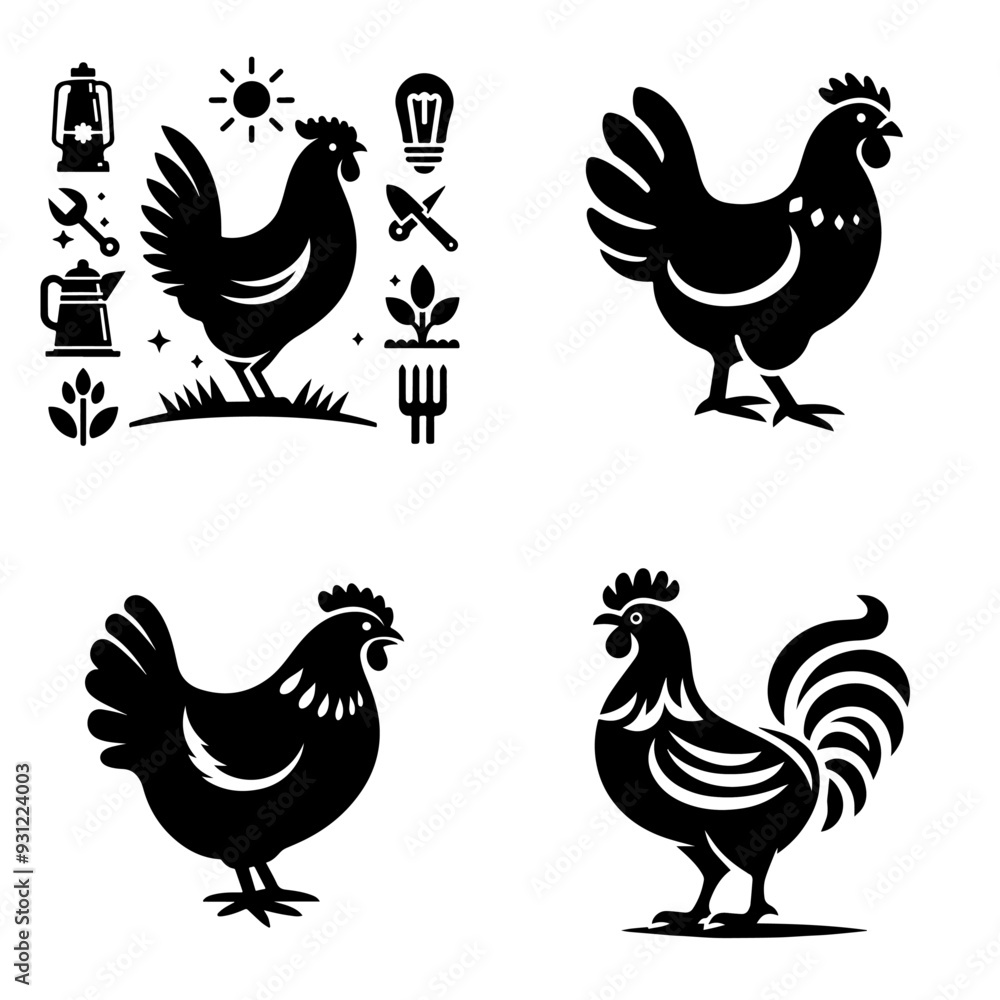Fototapeta premium chicken icon silhouette
