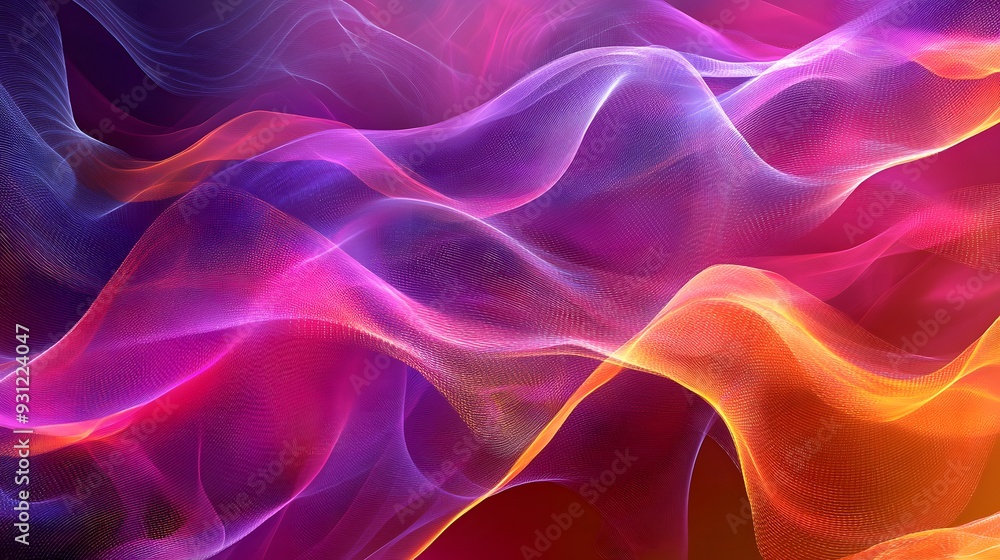 Obraz premium Flowing abstract data waves in vibrant, dynamic layers and colors