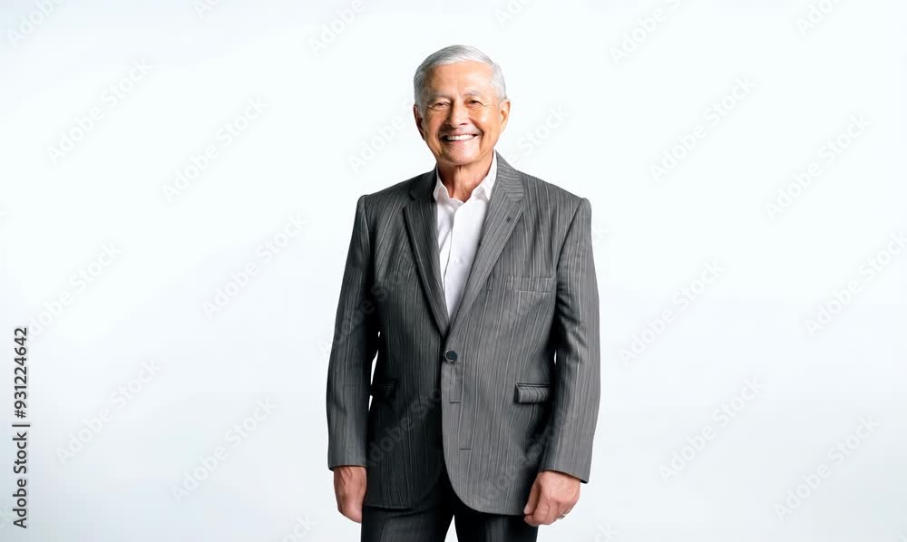 Portrait of a happy senior asian businessman smiling against white background Portrait of a happy senior asian businessman smiling against white background