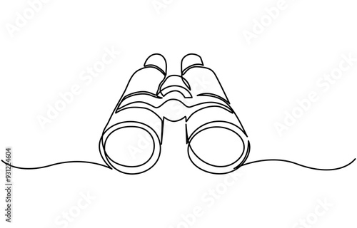 Continuous single one line of binoculars. Vector illustration, binocular continuous single line drawing. Vector illustration, Binoculars Line Icon. Editable Stroke, The binoculars are drawn