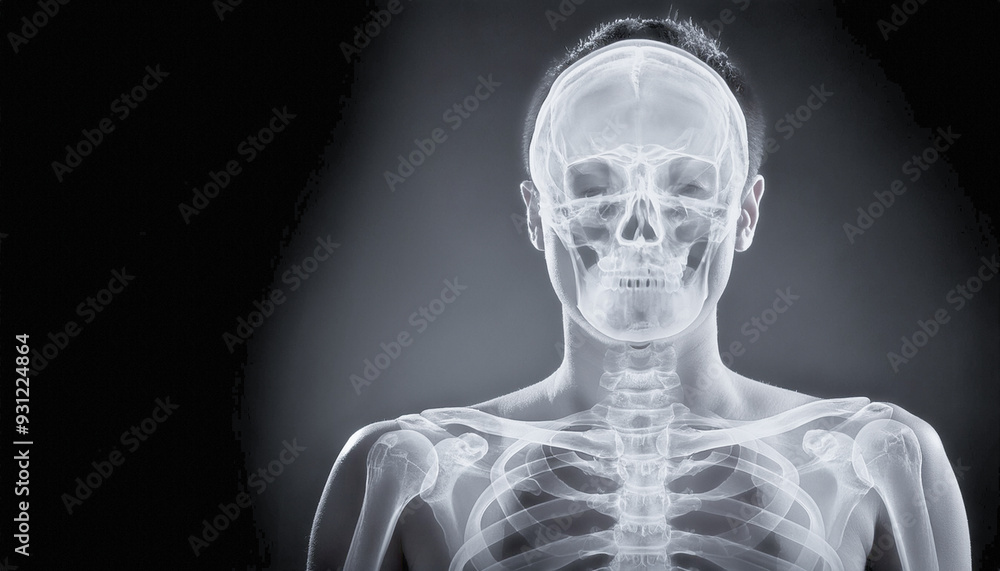 An x-ray image is the structure of the human body's bones. An x-ray image is the structure of the human body's bones.