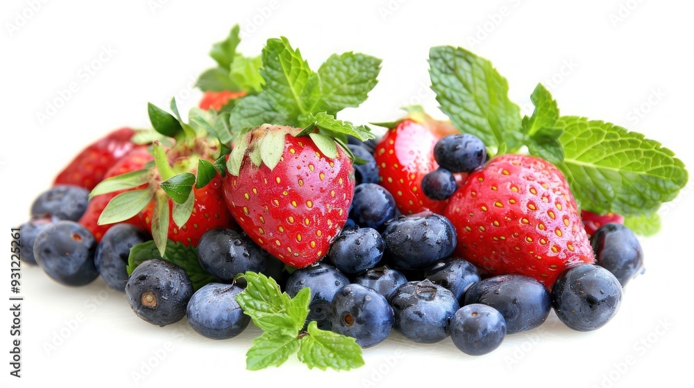 Fresh and Juicy Strawberries and Blueberries Fresh and Juicy Strawberries and Blueberries