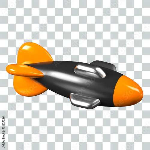 Bazooka projectile. Aerial bomb with winged tail. Isolated realistic vector model