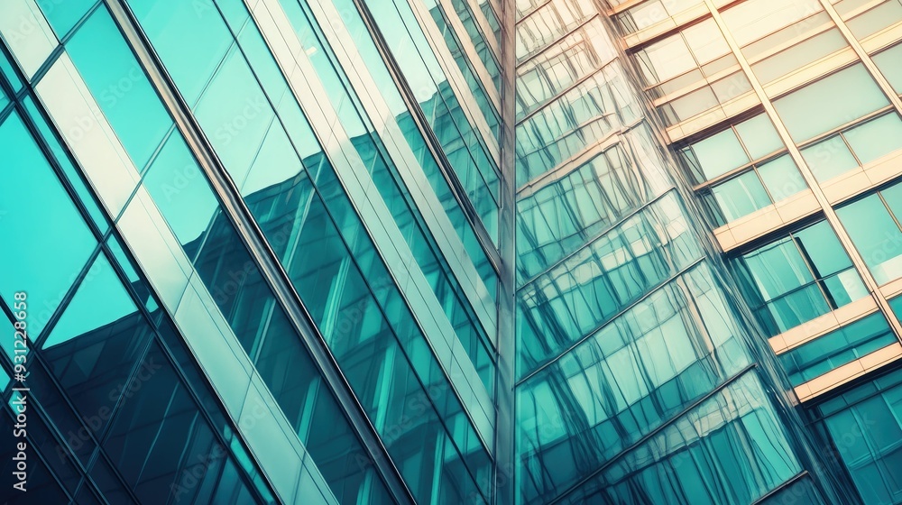 Abstract image of a modern office building with a geometric pattern of glass and metal. Abstract image of a modern office building with a geometric pattern of glass and metal.