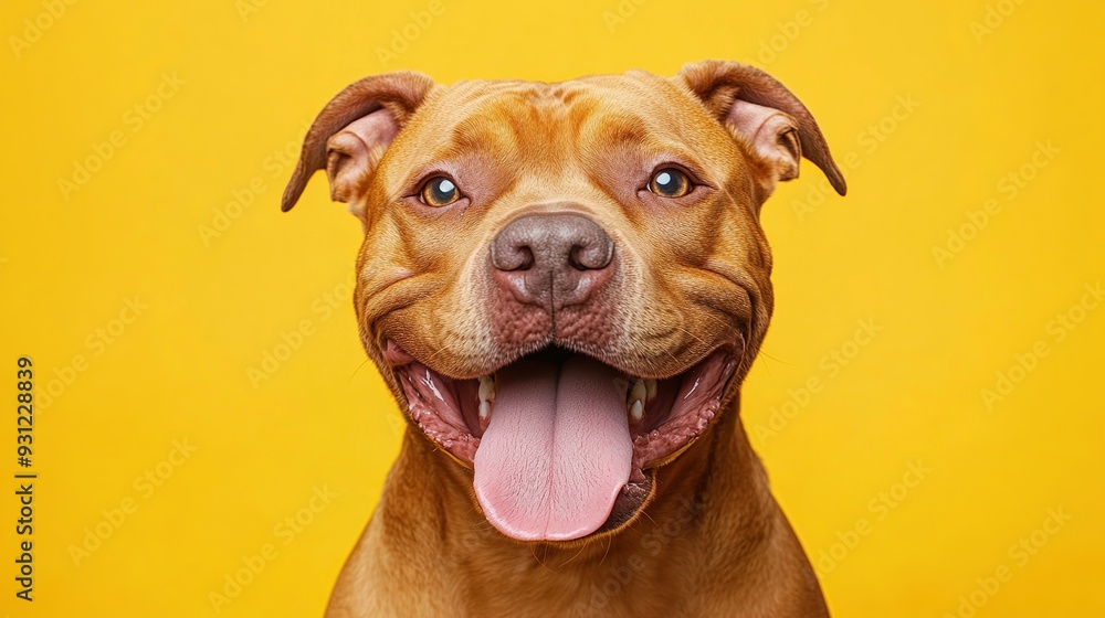 Happy brown dog with tongue out, looking at the camera. Happy brown dog with tongue out, looking at the camera.